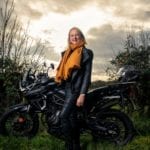 colour image of cover girl Liz and her motorbike